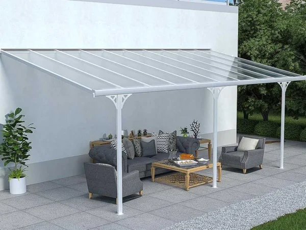 Clearance Aanleunende Carport In Aluminium 18,8 M - Wit - Alvaro Prieel, Pergola, Gazebo En Kiosk
