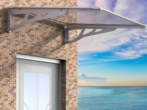 Store Afdak Kepler Van Aluminium - 120 X 90 X 22 Cm - Zilverkleur Luifel En Afdak