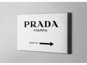 Store Afdrukken Op Canvas Prada Marfa, Wit, Zwart, 45X3X70 Cm, Decoratieve Wandplaat