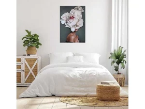 Cheap Afdrukken Op Canvas Vrouw En Bloemen 02, Roze, Wit, Blauw, 50X3X70 Cm, Decoratieve Wandplaat
