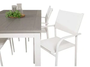 Cheap Albany Tuinmeubelset Tafel 90X152/210Cm En 4 Stoel Santorini Wit, Grijs, Cremekleur. Tuinset