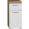 New Amandamandobea Badkamerkast 1 Lade, 2 Deuren Eiken Decor, Wit Hoogglans. Wastafelmeubel