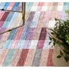 Clearance Andre 2295 Tapijt Wasbaar Klaver Strips Antislip - Roze / Blauw 120X170 Cm Klein Tapijt