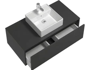 Best Antracietgrijs Hangend Badkamermeubel Met Enkele Wastafel - 94 Cm - Teana Ii Badkamermeubel Met Enkele Wastafel
