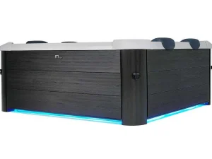 Sale Antracietgrijze Halfharde Spa Met 6 Plaatsen Met Ledverlichting En Accessoires - 128 Stralen - L160 X B160 X H65 Cm - Napuka Van Home Spa