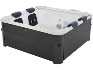 Sale Antracietgrijze Halfharde Spa Met 6 Plaatsen Met Ledverlichting En Accessoires - 128 Stralen - L160 X B160 X H65 Cm - Napuka Van Home Spa