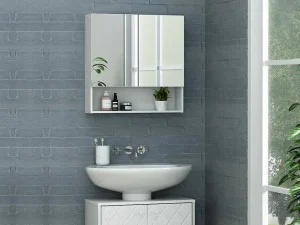 Cheap Badkamer Muurkast Met Spiegel En Nis Zumpa - Wit Muurkast Badkamer