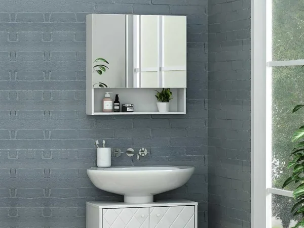 Cheap Badkamer Muurkast Met Spiegel En Nis Zumpa - Wit Muurkast Badkamer