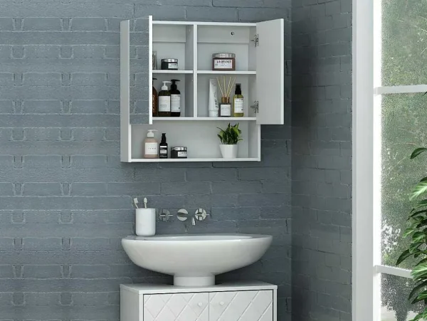 Cheap Badkamer Muurkast Met Spiegel En Nis Zumpa - Wit Muurkast Badkamer