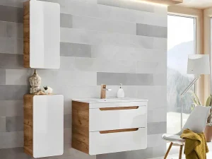 Cheap Badkamerkast Naturel En Wit - L35 X B22 X H75 Cm - Aruba Badkamerkast