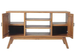 Cheap Badkamermeubel In Teakhout Met Dubbele Wastafel En Spiegel - 135 Cm - Gianyar Dubbele Wastafel