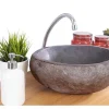 Clearance Badkamerwastafel Van Riviersteen Stone - Kleur Grijs Wastafel