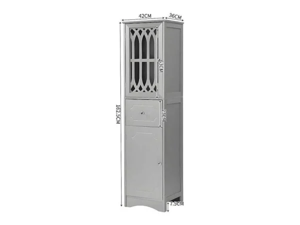 Flash Sale Badkamerzuil - 1 Lade En 2 Deuren - Verstelbare Planken - Grijs Badkamerkast