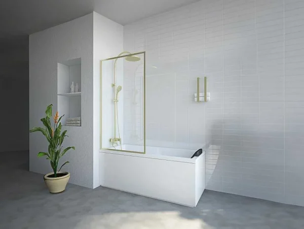 Best Sale Badscherm Goudkleurig Industriele Stijl 80 X 140 Cm Gehard Glas Bradenton Badscherm