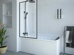 Sale Badscherm In Industriele Stijl Zwart Mat - 80 X 140 Cm - Gehard Glas - Bradenton Badscherm