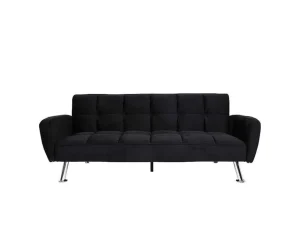 Hot Bank Mcw-K19, Fluweel Zwart Klik-Klak En Bz Slaapbank