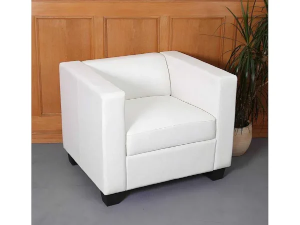 Flash Sale 3-2-1 Bankstel Lille (3-Delig), Kunstleer, Wit Set Zitbank + Fauteuil