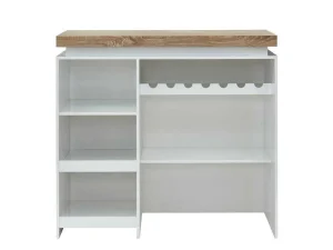 Outlet Barmeubel Halo Ii - Wit Gelakt Mdf - Leds - Wit En Eik Barmeubel