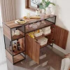 Clearance Barmeubel, Laag Dressoir - 2 Deuren En 4 Nissen - Mdf - Industriele Stijl - Kleuren: Bruin En Zwart Barmeubel