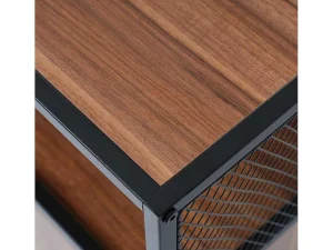 Clearance Barmeubel, Laag Dressoir - 2 Deuren En 4 Nissen - Mdf - Industriele Stijl - Kleuren: Bruin En Zwart Barmeubel