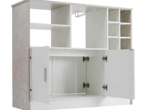 New Barmeubel, Laag Dressoir Met Opbergruimte - Mdf - Eigentijdse Stijl - Kleuren: Grijs En Wit Barmeubel