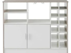 New Barmeubel, Laag Dressoir Met Opbergruimte - Mdf - Eigentijdse Stijl - Kleuren: Grijs En Wit Barmeubel