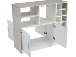 New Barmeubel, Laag Dressoir Met Opbergruimte - Mdf - Eigentijdse Stijl - Kleuren: Grijs En Wit Barmeubel