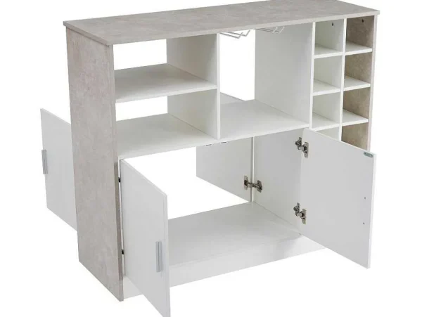 New Barmeubel, Laag Dressoir Met Opbergruimte - Mdf - Eigentijdse Stijl - Kleuren: Grijs En Wit Barmeubel