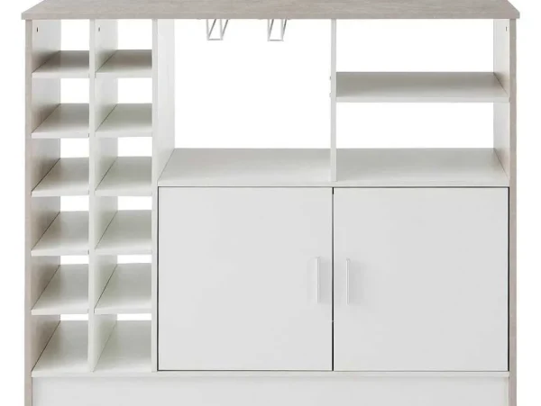 New Barmeubel, Laag Dressoir Met Opbergruimte - Mdf - Eigentijdse Stijl - Kleuren: Grijs En Wit Barmeubel