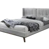 New Bed 140 X 200 Cm Met Hoofdbord Met Capitons - Linnen - Lichtgrijs - Kerano Tweepersoonsbed