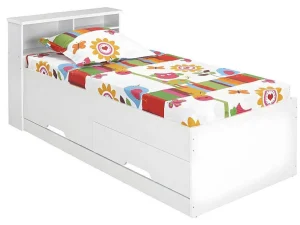 New Bed Boris Met Laden En Opbergruimte - Wit - 90X190 Cm Kinderbed