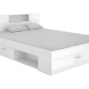Store Bed Leandre Met Hoofdeinde, Opbergruimte En Lades - 140 X 190 Cm - Kleur: Wit Tweepersoonsbed