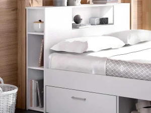 Best Sale Bed Leandre Met Hoofdeinde, Opbergruimte En Lades - 160 X 200 Cm - Kleur: Wit Tweepersoonsbed