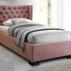 Online Bed Massimo Gestoffeerde Hoofdeinde Met Capitons - 90X200 Cm - Roze Fluweel Fluwelen Bed