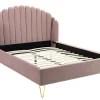 Store Bed Met Glooiend Hoofdeinde - 160 X 200 Cm - Fluweel - Oud Roze - Sagali Tweepersoonsbed