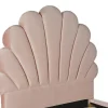 Online Bed Met Hoofdeinde In Schelpvorm90X190 Cm - Fluweel - Roze - Met Matras - Moana Kinderbed