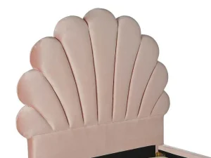 Online Bed Met Hoofdeinde In Schelpvorm90X190 Cm - Fluweel - Roze - Met Matras - Moana Kinderbed