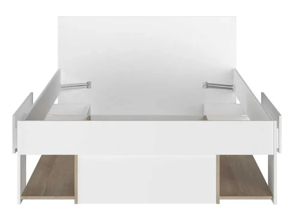 Sale Bed Met Opbergruimte 120 X 190 Cm Wit En Houtlook Kinselia Tweepersoonsbed