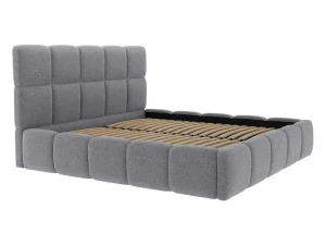 Online Bed Met Opbergruimte 160 X 200 Cm - Stof Met Textuur - Grijs - Damado Van Tweepersoonsbed