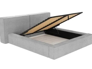 Cheap Bed Met Opbergruimte 180 X 200 Cm - Ribfluweel - Lichtgrijs + Matras - Timano Fluwelen Bed