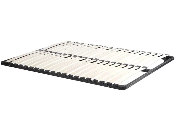 New Bed Met Opbergruimte 160 X 200 Cm - Met Ledverlichting - Kleur: Naturel En Zwart + Bedbodem - Velona Tweepersoonsbed