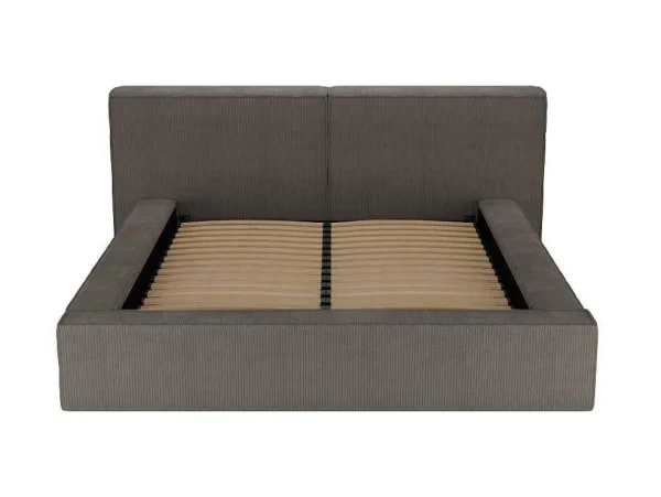 Store Bed Met Opbergruimte 180 X 200 Cm - Ribfluweel - Taupe + Matras - Timano Fluwelen Bed
