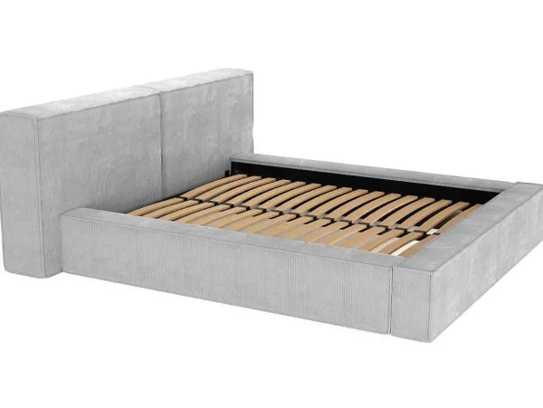 Cheap Bed Met Opbergruimte 180 X 200 Cm - Ribfluweel - Lichtgrijs + Matras - Timano Fluwelen Bed
