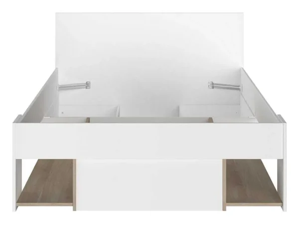 Sale Bed Met Opbergruimte 120 X 190 Cm Wit En Houtlook Kinselia Tweepersoonsbed
