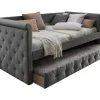 Cheap Bed Met Slaaplade Louise - 2 X 90 X 190 Cm - Grijze Stof Bed Met Slaaplade