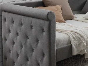 Cheap Bed Met Slaaplade Louise - 2 X 90 X 190 Cm - Grijze Stof Bed Met Slaaplade