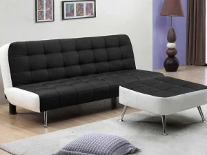 Flash Sale Bedbank Van Kunstleer Murni En Poef - Zwart Klik-Klak En Bz Slaapbank