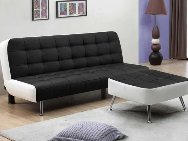 Flash Sale Bedbank Van Kunstleer Murni En Poef - Zwart Klik-Klak En Bz Slaapbank