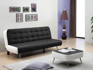 Flash Sale Bedbank Van Kunstleer Murni En Poef - Zwart Klik-Klak En Bz Slaapbank