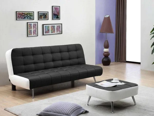 Flash Sale Bedbank Van Kunstleer Murni En Poef - Zwart Klik-Klak En Bz Slaapbank